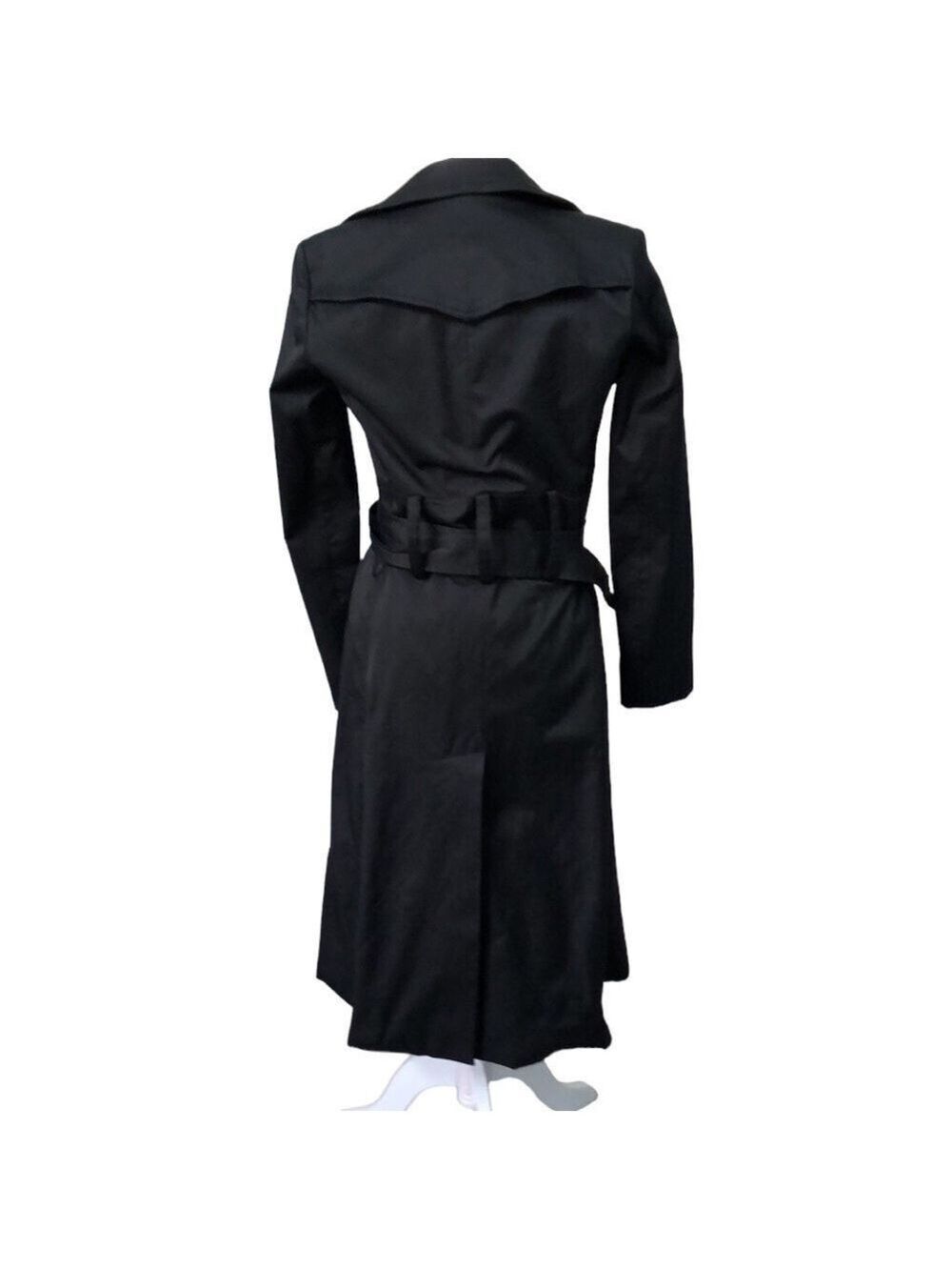DKNY Double Breasted Belted Trench Coat Black Size XS - Picture 2 of 16